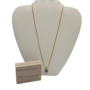 Avon Vintage 1985 September Faux Sapphire Birthstone Sparkle Pendant Necklace
